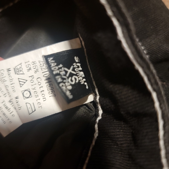 SHEIN Black Distressed Jean Shorts High-Waisted Raw Hem - Picture 4 of 4